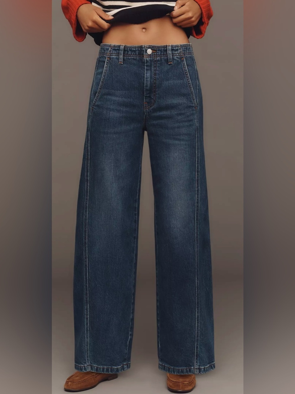 NWT The Lex High-Rise Relaxed Tapered Jeans by Pilcro 30 dark denim anthropology - Picture 2 of 8